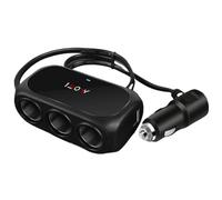 Cargador de teléfono para coche, 120 W, carga rápida, tomas de corriente de 120 W, carga rápida, pantalla de voltaje LED, extensión de enchufe para todos los dispositivos, tabletas, pad