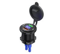 Cargador de teléfono para coche, voltímetro de 60 W, puerto de carga rápida, adaptador universal PD+QC3.0, cargador rápido USB-A y USB-C para motocicleta, camión, 12 V-24 V, compatible con navegación