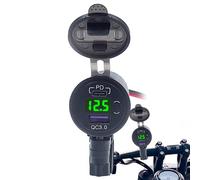 Cargador de teléfono para motocicleta, puerto de cargador de motocicleta USB | Puerto USB de motocicleta de doble puerto | Voltímetro LED, toma de carga USB impermeable para motocicleta para barco