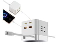 Cargador De Teléfono Retráctil con Enchufe De Pared | Enchufe Inteligente Portátil 65W con Cable Enrollable, Rápido Retráctil | para Uso en Oficinas Furgonetas Acampadas Viajes Trabajo Electrón
