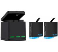Cargador de tres canales para GoPro Hero 5/6/7/8 + 2 baterías incluidas - TELESIN