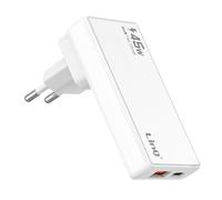 Cargador de Viaje GaN 45W con Puertos USB-C / USB y Enchufes Intercambiables