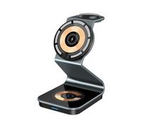 Cargador de viaje inalámbrico 3 en 1 con estación de carga rápida y bobina de inducción de cobre puro y aleación de aluminio.