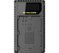 Nitecore UCN1 LP-E6/N/E8 Cargador de batería USB Canon de Doble Ranura con LCD, Color Negro