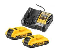 CARGADOR DEWALT XR + 2 BATERÍAS X 18V CON CAPACIDAD 2.0 AH DCB1104D2