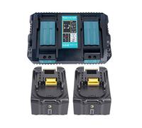 Cargador Doble de 2 Compartimento Cargador rápido para Makita DC18RD DC18RA DC18RC & 2 x Batería para Makita 18 V 5 Ah BL1850B BL1830 BL1840 BL1850 [Cargador 7.2 V-18 Vcon bl1850 18 V 5.0 Ah]