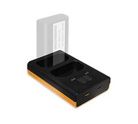 Cargador Doble (Enchufe, USB, mit LCD) para DMW-BLJ31 Compatible con Panasonic Lumix DC-S1, S1R, S1H - Incl. Fuente de alimentación USB de 2 A (se Pueden Cargar 2 baterías simultáneamente)