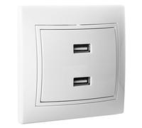 Cargador doble USB 2x2,1A, color blanco, serie Europa, ideal para cargar dispositivos móviles rápidamente en casa o en la oficina.