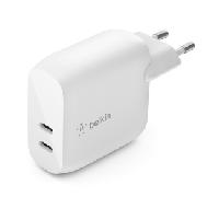 CARGADOR DOMÉSTICO BELKIN WCB006VFWH BOOST CHARGE USB-C DOBLE PD 40W WCB006VFWH