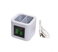 Cargador dual para anillo Doorbell con pantalla LED, estación de carga rápida para 2 baterías al mismo tiempo, entrada USB-C, protección inteligente contra sobrecalentamiento, color blanco