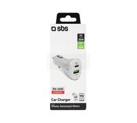 SBS TECRPD20W Cargador De Batería Para Auto USB Y USB-C 20W