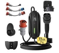 Cargador EV 11kW, Cargador Coche Electrico 16a [3-Fase | 7m| 6-16 A] con Kit de Viaje, CEE 16 A a Tipo 2, Cargador EV para Model Y/3, ID.3/4/5, MG4, EX30, e-up, e-Tron, Zoe y Otros EV