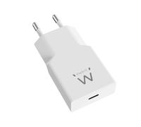 Ewent Cargador USB C, Cargador Rápido GAN Fast USB-C PD 20W, Diseño Ultrafino Slim, Adaptador de Corriente para Smartphone, iPhone de Nueva generación, iPad, Tablet, AirPods, Auriculares, Blanco