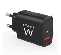 Ewent Cargador móvil EW1319 – 20W rápido USB-C y USB-A QC3.0 Negro