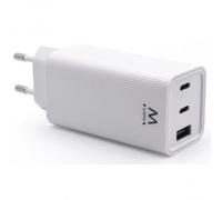 Cargador Ewent EW1323 USB-C 65W GaN Quick Charge 3.0 Blanco compacto