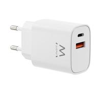 Cargador Ewent EW1326 30W USB-C PD y USB-A QC 3.0 GaN Fast