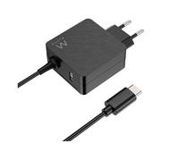 Ewent 45W Cargador Portatil de Pared USB C para Lenovo,HP,Macbook Pro/Air,Huawei,Acer,ASUS,DELL,Xiaomi, Samsung,Cargador Ordenador Portátil Tipo C con Cable de 1,5 Metros;Toma USB-A Adicional;Negro