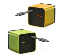 Cargador GAN 3 en 1 escalable módulo de Carga rápida de 80 W máx con Cable Tipo C y 2 Puertos USB Disponible en Tres Colores for iPhone teléfono y portátiles(Yellow+Green (2 Pieces))