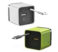 Cargador GAN 3 en 1 escalable módulo de Carga rápida de 80 W máx con Cable Tipo C y 2 Puertos USB Disponible en Tres Colores for iPhone teléfono y portátiles(Green+White (2 Pieces))