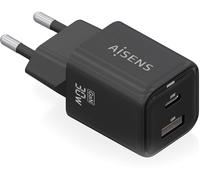 CARGADOR AISENS GAN 30W 1XUSB-C PD3.0 QC4.0 1XUSB-A QC3.0 NEGRO