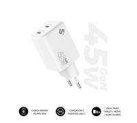 Cargador gan 45 w subblim 2×usb-c, pd 3.0 & pps super fast 2.0, 25 w