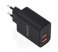 Aisens Cargador GaN 32 W – 2 x USB-C PD3.0, 2 x USB-A – Negro