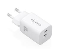 Aisens cargador gan 65w, 2xusb-c pd3.0 qc4.0, blanco