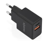 Aisens cargador gan 20w, 1xusb-c pd3.0, 1xusb-a qc3.0, negro