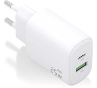 Cargador GaN de 25 W 1 USB-C PD3.0 1 USB-A QC3.0 (blanco) - AISENS