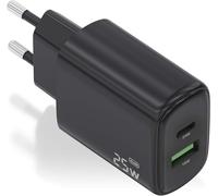 Cargador GaN de 25 W 1 USB-C PD3.0 1 USB-C QC3.0 (negro) - AISENS