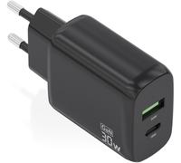 Cargador GaN de 30 W (1xUSB-C PD3.0 QC4.0 1xUSB-A QC3.0) Negro - AISENS