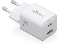 Cargador GaN de 35 W 1 USB-C y 1 USB-A (blanco) - AISENS