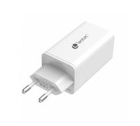 Leotec Cargador de Pared 65W LCSPH65W3W con 2 Puertos USB Tipo-C y 1 USB para Carga Rápida