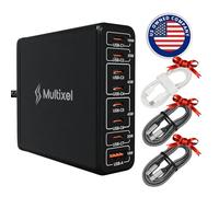Cargador GaN mejorado de 240 W, 8 puertos, hub de carga USB, estación de carga multiUSB C, hub de carga USB-C para MacBook Pro/Air/iPad Pro/iPhone/Samsung Galaxy Note