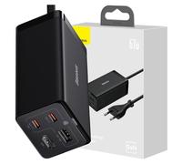 Cargador GaN5 Baseus CCGP110201 con HDMI, 2x USB-C, USB-A, HDMI 4K , Cable USB-C de 100W 1m, Negro - Carga Rápida, Fuente de Alimentación Móvil para Portátiles y Dispositivos