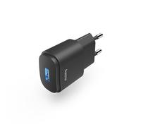 Hama | Cargador USB-A 6 W Compacto con indicador LED | Adaptador de corriente ligero con puerto USB-A e indicador LED para carga segura de dispositivos, Negro