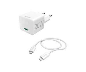 Cargador Hama USB 20 W 1x USB-C, 1x Apple Lightning blanco interior