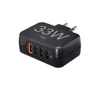 Cargador Hama USB 33 W 4x USB-A Power Delivery 3.0, Quick Charge 3.0, QC 4+ negro interior