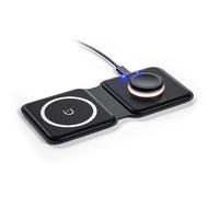 Cargador Inalámbrico 2 en 1 Plegable 15W Inducción Carga Inalámbrico Certificado Qi para Apple Auriculares Inalámbricos, iWatch Serie SE/8/7/6/5/4/3/2 y iPhone 12/11/Pro/Max/X/XS/XR/8/8Plus (Negro)