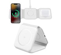 Cargador Inalámbrico 3 en 1, Cargador Plegable 15W para iPhone 16/15/14/13/12, Apple Watch 10/9/8/7/6/SE y AirPods, Estación de Carga Rápida Magnética con Indicador LED, Cable USB-C 1 m