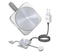 Cargador inalámbrico 3 en 1 con Qi2 certificación de 15W,estación de carga inductiva rápida compatible con iPhone 16/15/14,Apple Watch, incluye adaptador USB-C de 30W y cable de carga de 1 metro Plata