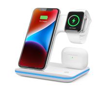 Cargador inalámbrico 3 en 1 Estación de carga inalámbrica para iPhone 15/14/13/12/11 y Apple Watch 8/7/6/5/4/3/2/Se Almohadilla de carga para