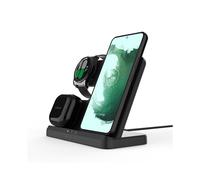 Cargador inalámbrico 3 en 1, estación de carga rápida inalámbrica para iPhone, Galaxy y auriculares, color negro