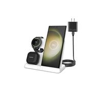 Cargador inalámbrico 3 en 1 FU21063 compatible con Samsung S23 Ultra, S22/S24 Series, Z Fold4/Flip4, Galaxy Watch5/5 Pro/4 y Buds (Blanco)