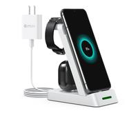 Cargador inalámbrico 3 en 1 para móvil, reloj inteligente Samsung y auriculares White
