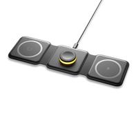 Cargador Inalámbrico 3 en 1 Plegable 15W Inducción Carga Inalámbrico Certificado Qi para Apple Auriculares Inalámbricos, iWatch Serie SE/8/7/6/5/4/3/2 y iPhone 12/11/Pro/Max/X/XS/XR/8/8Plus (Negro)