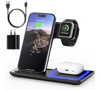 Cargador Inalámbrico 3 en 1 Plegable Base De Carga inalambrico Compatible con iPhone 14 13 12 11 Pro MAX/Plus/XR XS X Rápida Wireless Charger Inalámbrica Compatible con Apple Watch Y Airpods