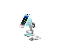 Cargador inalámbrico 3 en 1 plegable compatible con iPhone 16/15/14/13/12, Apple Watch y Airpods, color blanco.