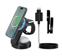 Cargador Inalámbrico 3 en 1, Wireless Charger Rápido Soporte De Carga Inalámbrico Compatible con iPhone 16/15/14/13/12/11/Pro/Max/Plus, Magnética Cargador Carga Rapida 15W Portátil