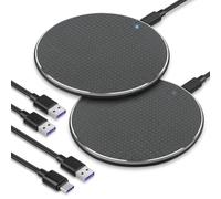Cargador Inalámbrico 35W Ultra Rápido Pack de 2, Cargador Qi Inductivo con Cable USB-C, Base de Carga Rápida Compatible con iPhone 17/16/15/14/13/12, Samsung S25/S24/S23, Pixel 9/8 Pro